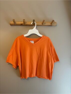 Women’s Orange Cropped Short Sleeve Top